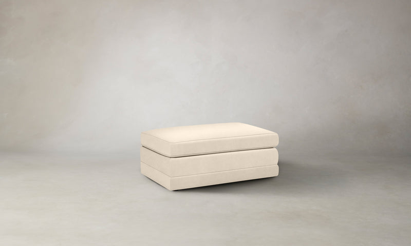 The Warren Ottoman - Costa Leather Sesame