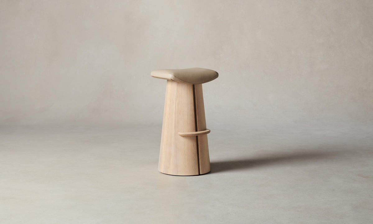 The Weston Bar & Counter Stool - Pebbled Leather Stone